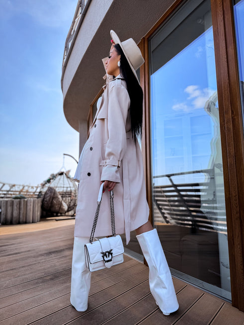 Extended trench coat "Spring season 6180" - beige
